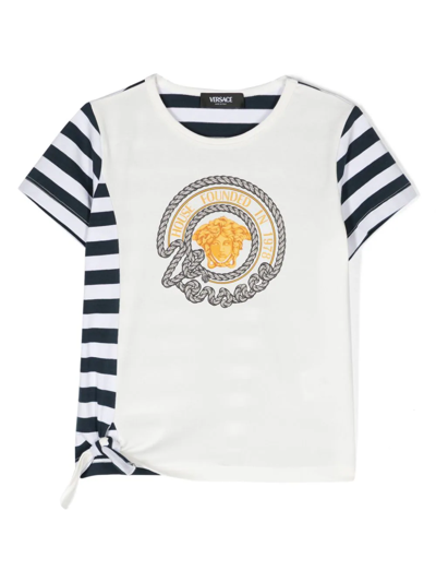 Versace T-shirt Nautical Stripe Kids In White