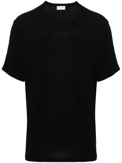 Saint Laurent T-shirt In Viscosa In Black