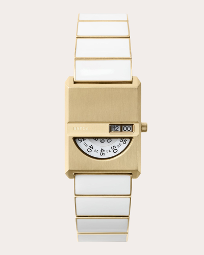 Breda Women's White Pulse Tandem Bracelet Watch In Gold