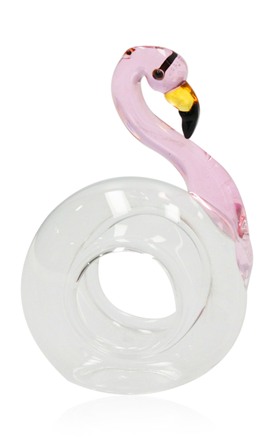 Mercedes Salazar Set Of 2 Flamingo Glass Napking Ring In Multi