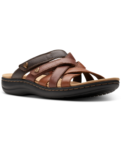 Clarks Laurieann Bali Strappy Platform Slide Sandals In Brown Combo