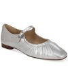 Sam Edelman Micah Mary Jane Flat Soft Silver Leather In Soft Silver Metallic