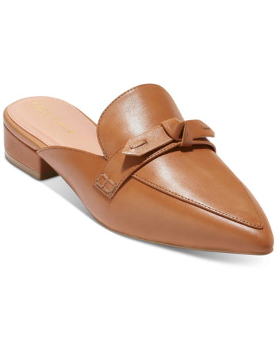 Cole Haan Women's Piper Bow Pointed-toe Flat Mules In Pecan