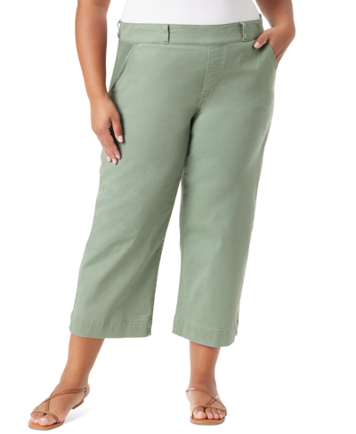 Gloria Vanderbilt Plus Size Shape Effect Wide-leg Cropped Pants In Garden Sage
