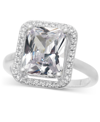 CHARTER CLUB SILVER-TONE PAVE & CUSHION-CUT CUBIC ZIRCONIA RING, CREATED FOR MACY'S
