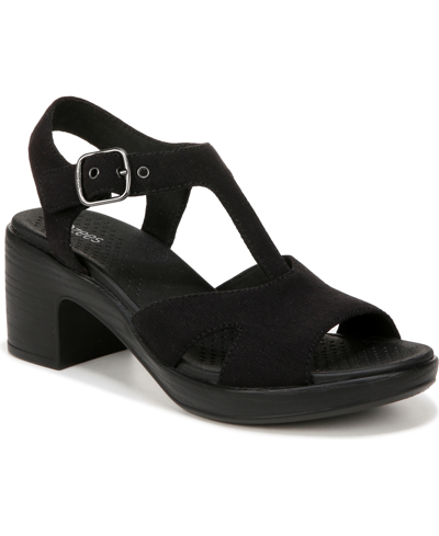 Bzees Premium Bzees Everly Washable Strappy Sandals In Black Denim Fabric