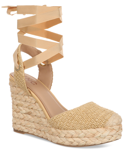 Inc International Concepts Women's Maisie Lace-up Espadrille Wedge Sandals, Created For Macy's In Natural Woven