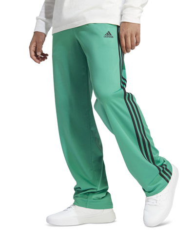 Adidas Originals Men's Primegreen Essentials Warm-up Open Hem 3-stripes Track Pants In Court Green,blk
