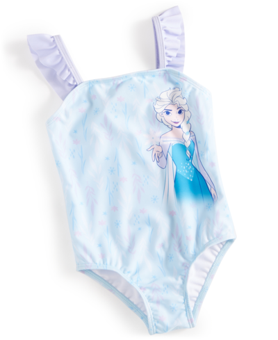 Frozen Babies' Toddler Girls Printed One-piece Swimsuit In Navy