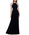 XSCAPE BEADED COLORBLOCKED GOWN