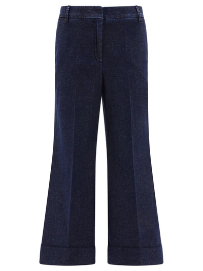 Jacob Cohen Cropped Flare Boot Trousers In Blue