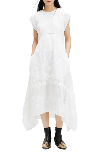 Allsaints Gianna Embroidered Maxi Dress In Off White