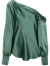 Simkhai Womens Park Slope Alice Asymmetric-neck Satin Top In Green