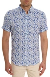 Robert Graham Fenwick Fish Print Short Sleeve Button-up Shirt In Blue