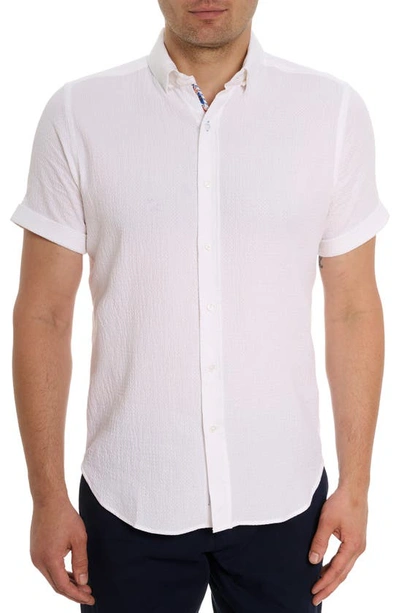 Robert Graham Reid Basket Weave Short Sleeve Button-up Shirt In White