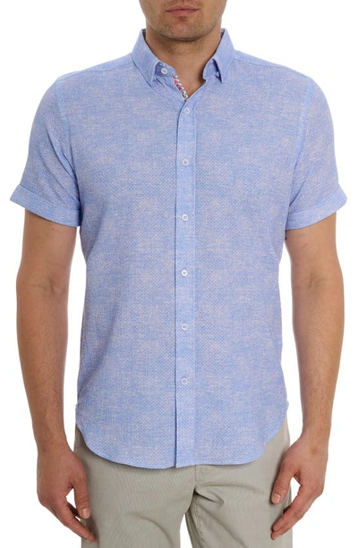 Robert Graham Reid Short Sleeve Button Down Shirt In Blue