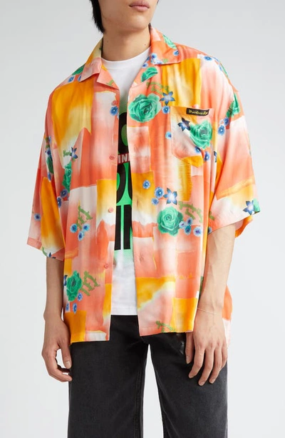 Martine Rose Floral-print Logo-patch Shirt In Multicolor