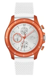 LACOSTE NEOHERITAGE CHRONOGRAPH SILICONE STRAP WATCH, 43MM