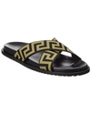 Versace Logo-print Open-toe Slides In Black