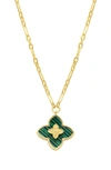 Adornia Clover Enamel Pendant Neckace In Green
