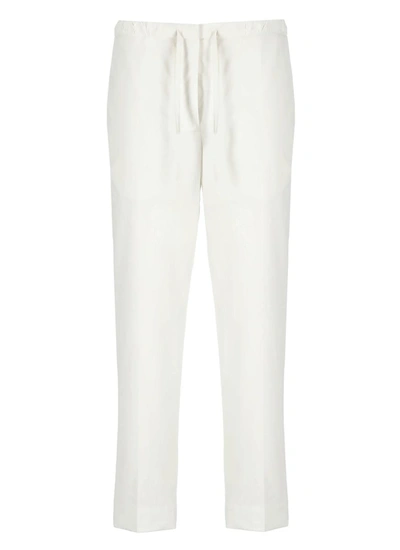 Jil Sander Cropped Cotton Trousers In White