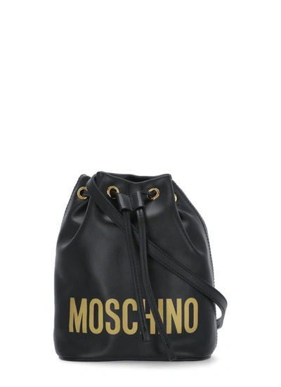 Moschino Black Tumbled Deerskin Bucket Bag