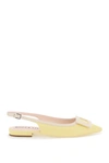 Roger Vivier Slingback Flats With Resin Buckle And Contrasting Trim In Yellow