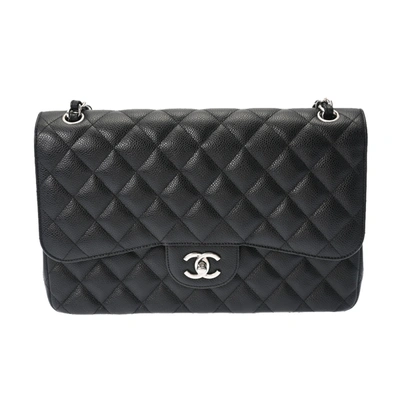 Pre-owned Chanel Double Flap Black Leather Shoulder Bag ()