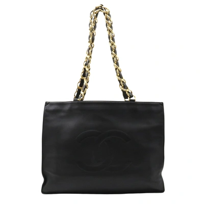 Pre-owned Chanel Jumbo Black Leather Tote Bag ()