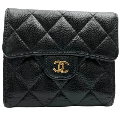 Pre-owned Chanel Matelassé Black Leather Wallet  ()