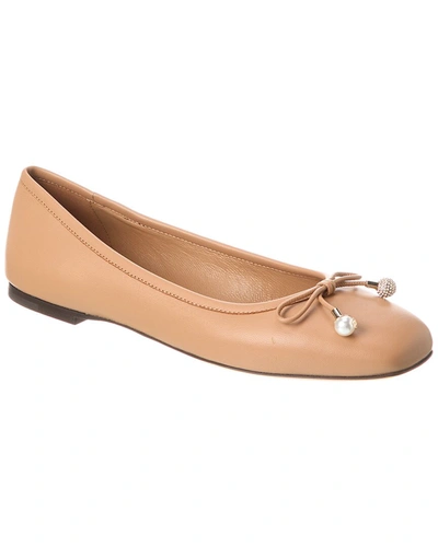 Jimmy Choo Elme Leather Ballerina Shoes In Beige