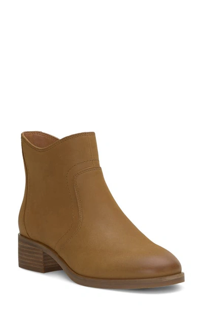 Lucky Brand Women's Pattrik Stacked-heel Ankle Booties In Rich Saddle Leather