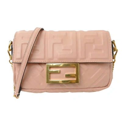 Fendi Baguette Pink Leather Shoulder Bag ()