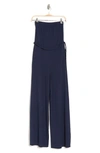 Go Couture Strapless Wide Leg Jumpsuit In Navy