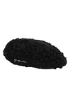 Ganni Velvet Crochet Beret In Black