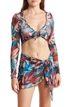 VYB VYB PARTY PALM LONG SLEEVE COVER-UP TOP