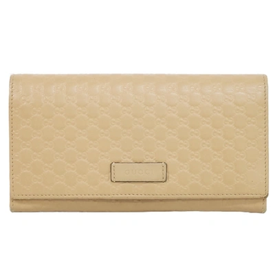 Gucci Ssima Beige Leather Wallet  ()
