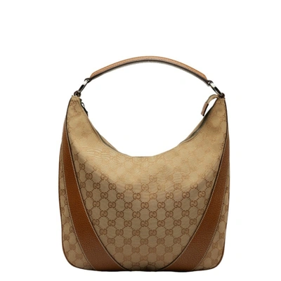 Gucci Hobo Beige Canvas Shopper Bag ()