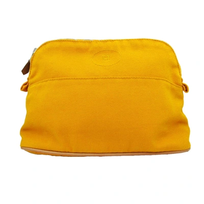 Hermes Hermès Bolide Yellow Cotton Clutch Bag ()