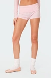 Edikted Jamie Fold Over Knit Shorts In Pink