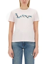 Lanvin Short-sleeved Cotton T-shirt With Graphic Logo Design In White