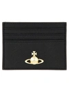 Vivienne Westwood Mens Black Logo-plaque Leather Card Holder In Black
