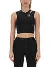 Y-3 Logo-print Cropped Performance Top In Black