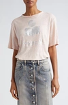 Isabel Marant Étoile Metallic-logo Linen T-shirt In Pearl Rose/ Silver