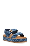 Steve Madden Bigmona Raffia Slingback Platform Sandal In Denim