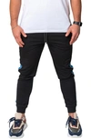 Maceoo Side Stripe Skinny Fleece Joggers In Black