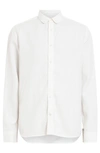 Allsaints Laguna Linen Blend Relaxed Fit Shirt In Optic White