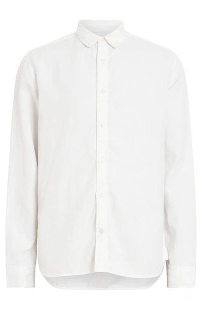 Allsaints Laguna Linen Blend Relaxed Fit Shirt In White