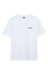 Jacquemus Grosgrain-trimmed Logo-embroidered Cotton-jersey T-shirt In White