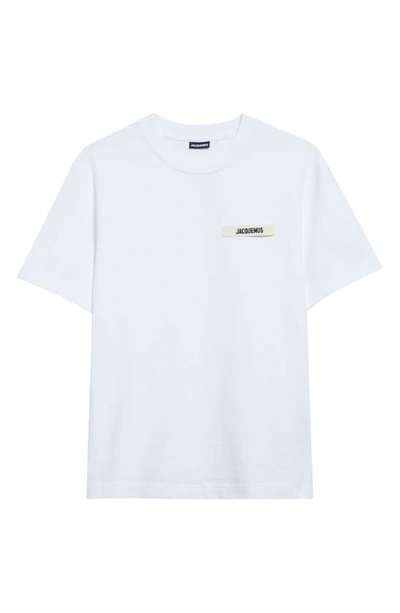 Jacquemus Grosgrain-trimmed Logo-embroidered Cotton-jersey T-shirt In White